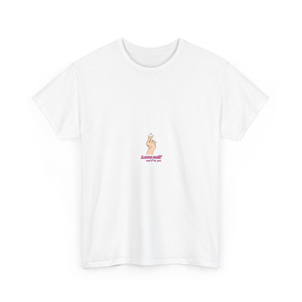 White T-Shirt with Hand Heart Graphic and "Always With Me" Text