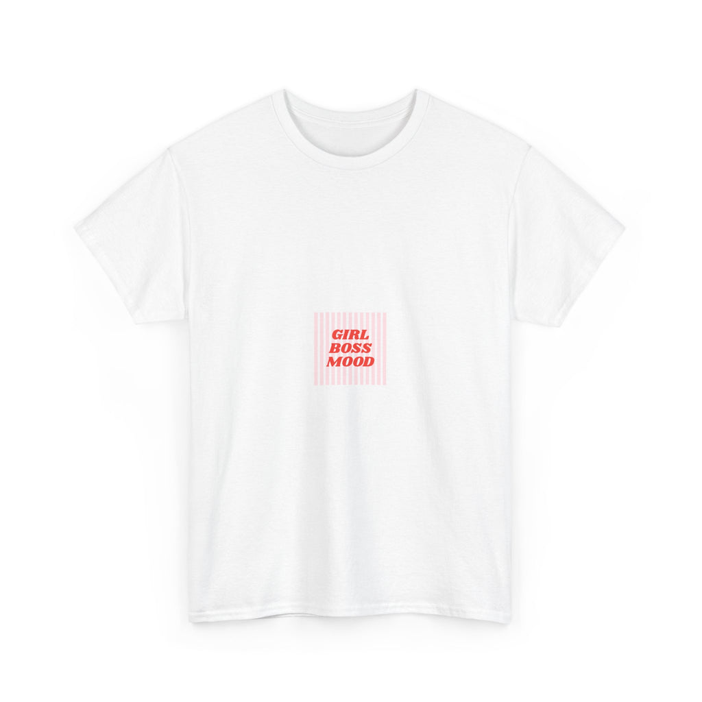 Girl Boss Mood Tee — Pink Minimalist Graphic T‑Shirt