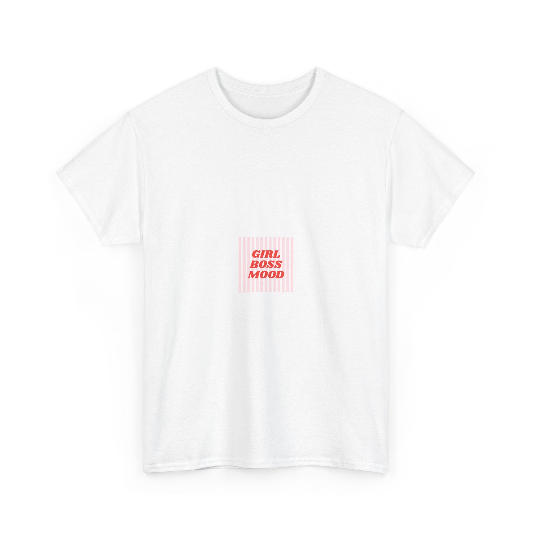 Girl Boss Mood Tee — Pink Minimalist Graphic T‑Shirt