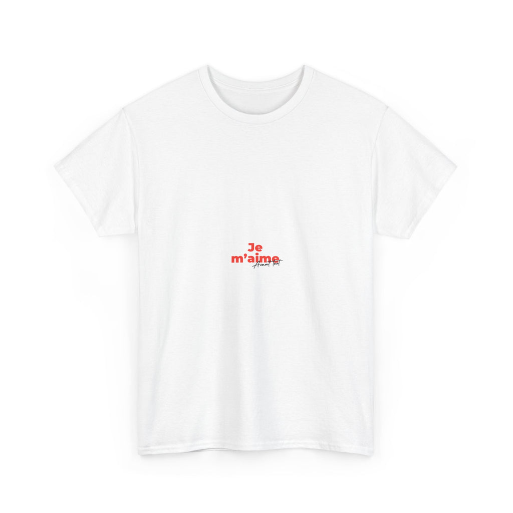 T-Shirt — Minimal "Je m'aime" Red Script Tee