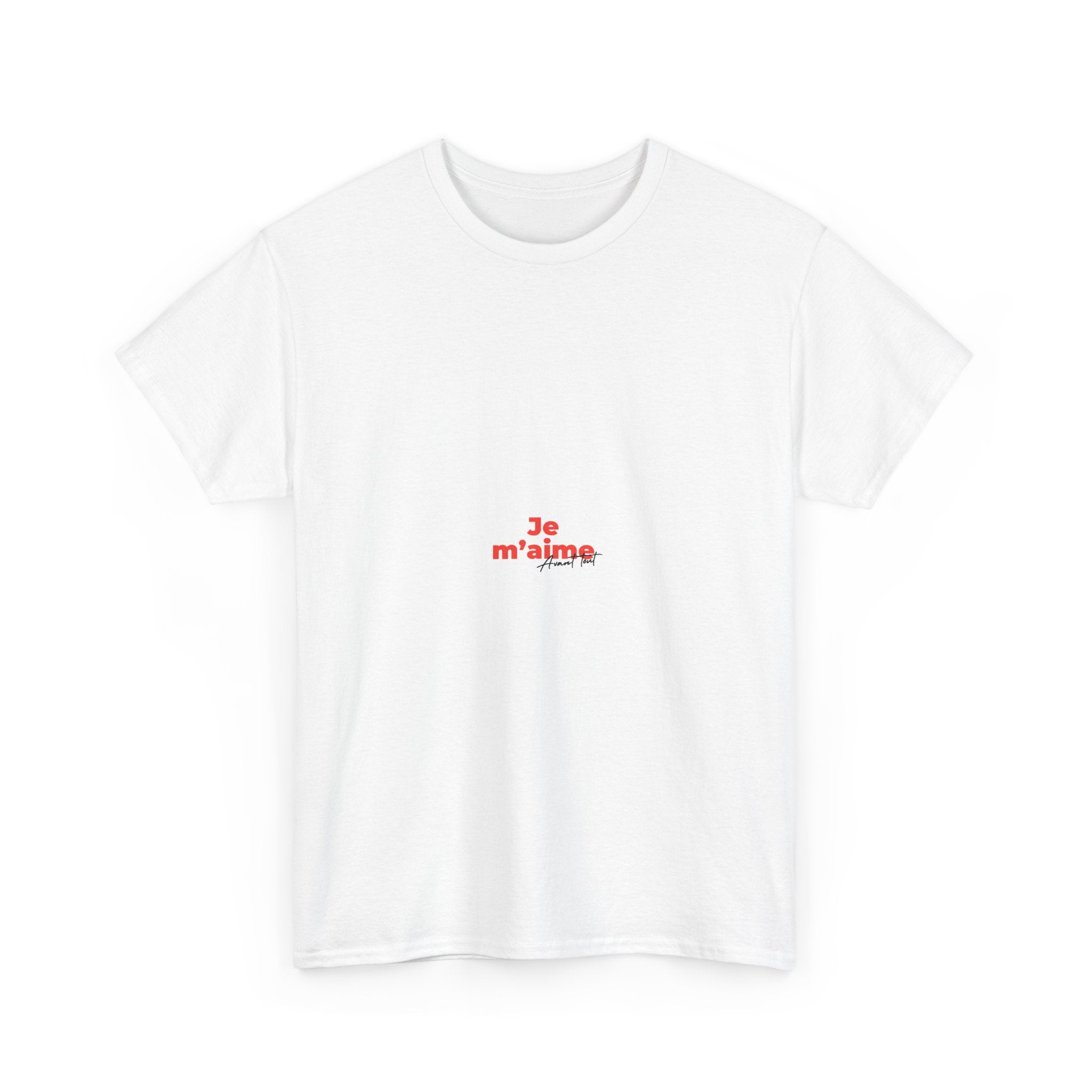 T-Shirt — Minimal "Je m'aime" Red Script Tee