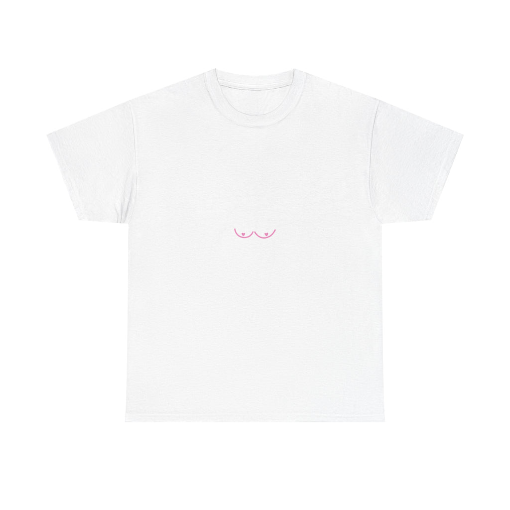 Minimal Pink Nip T-Shirt — Cute Tiny Breast Line Graphic Tee