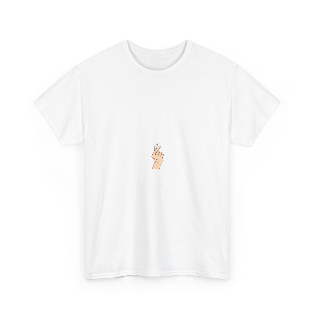 Minimal Finger Heart Tee — Cute K-Pop Inspired Graphic T-Shirt