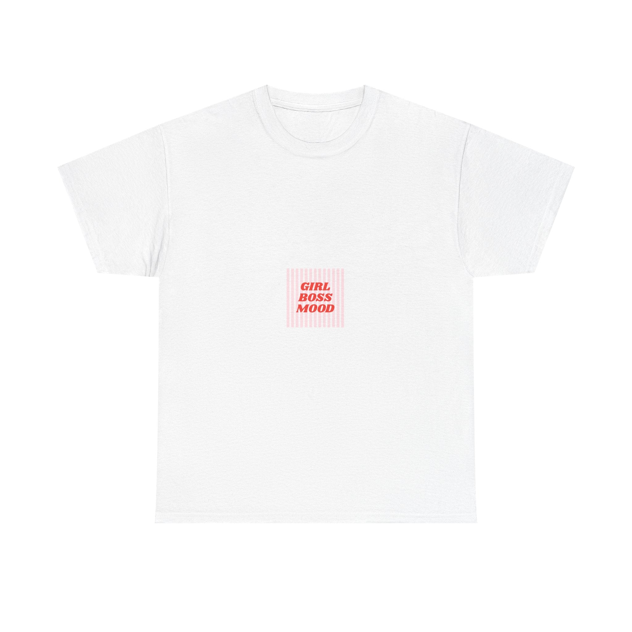 Girl Boss Mood Tee — Pink Minimalist Graphic T‑Shirt
