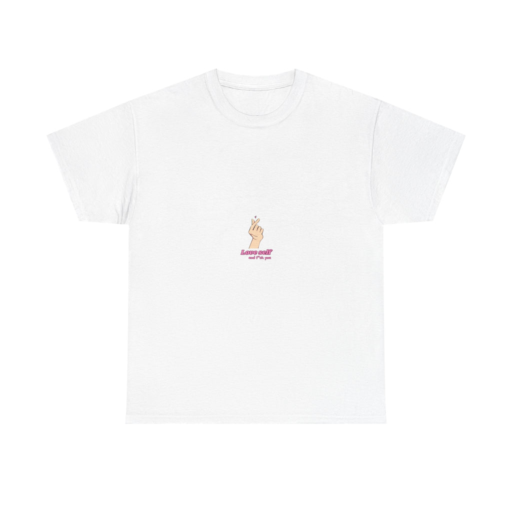 White T-Shirt with Hand Heart Graphic and "Always With Me" Text