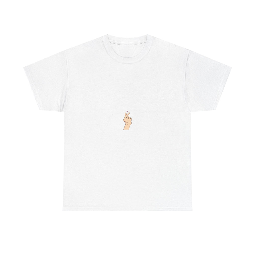 Minimal Finger Heart Tee — Cute K-Pop Inspired Graphic T-Shirt