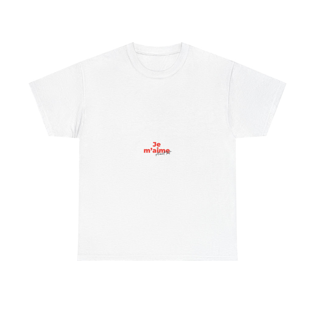T-Shirt — Minimal "Je m'aime" Red Script Tee
